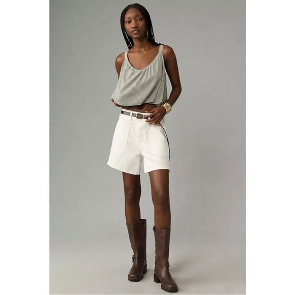 NEW By Anthropologie Sheer Mint Ribbed Buckle Bubble Tank Top Small or Medium - Picture 2 of 5